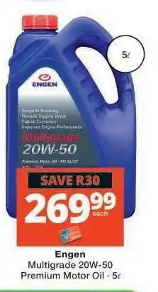 Checkers ENGEN MULTIGRADE 20W-50 PREMIUM MOTOR OIL offer