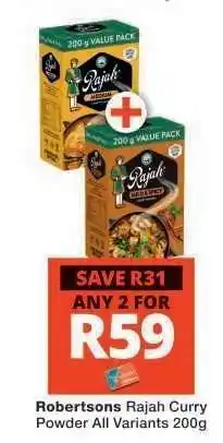 Checkers Robertsons Rajah Curry Powder All Variants 200g offer