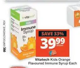 Checkers Vitatech Kids Orange Flavoured Immune Syrup offer