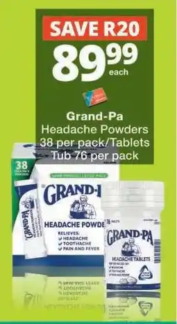 Checkers Grand-Pa Headache Powders/Tablets offer