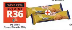 Checkers De Vries Ginger Biscuits 200g offer