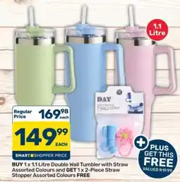 Pick n Pay Hypermarket 1.1 Litre Double Wall Tumbler with Straw offer