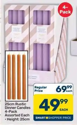 Pick n Pay Hypermarket 25cm Rustic Dinner Candles 4-Pack offer