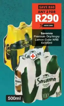 Checkers Liquor Shop Savanna Premium Dry/Angry Lemon Cider NRB offer