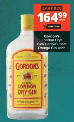 Checkers Liquor Shop Gordon's London Dry Gin offer