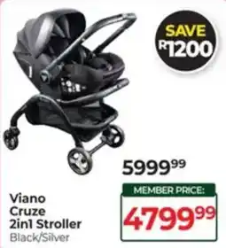 Baby City Viano Cruze 2in1 Stroller Black/Silver offer