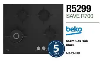 Beko 65cm Gas Hob Black