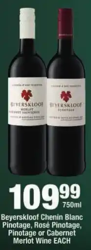 OK Liquor Beyerskloof Chenin Blanc Pinotage, Rosé Pinotage, Pinotage or Cabernet Merlot Wine offer