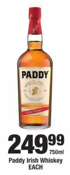 OK Liquor Paddy Irish Whiskey offer