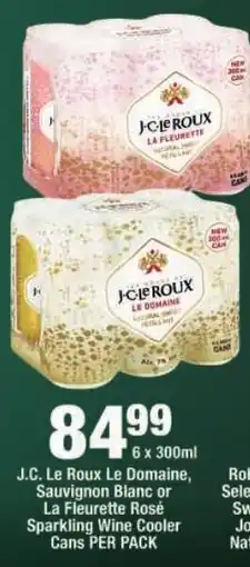 OK Liquor J.C. Le Roux Le Domaine, Sauvignon Blanc or La Fleurette Rosé Sparkling Wine Cooler Cans offer