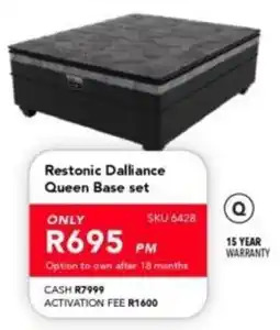 Astra Furnishers Restonic Dalliance Queen Base set offer