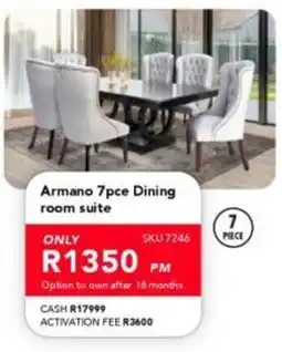Astra Furnishers Armano 7pc Dining room suite offer