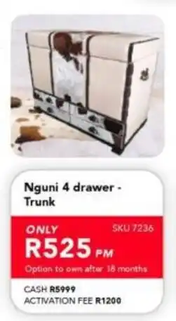 Astra Furnishers Nguni 4 drawer Trunk offer