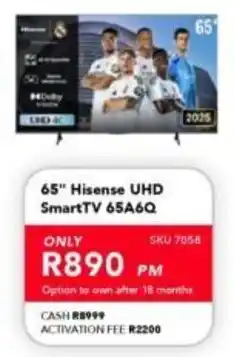 Astra Furnishers 65" Hisense UHD SmartTV 65A6Q offer