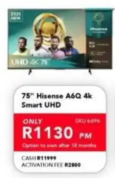 Astra Furnishers 75" Hisense A6Q 4k Smart UHD offer