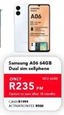 Astra Furnishers Samsung A06 64GB Dual sim cellphone offer