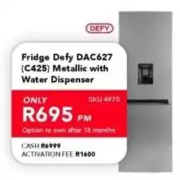 Astra Furnishers Fridge Defy DAC627 (C425) Metallic with Water Dispenser offer