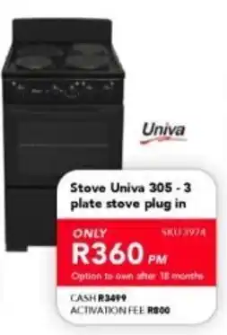 Astra Furnishers Univa Stove 305 3 plate stove plug in offer