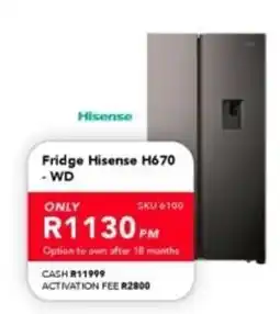 Astra Furnishers Fridge Hisense H670 - WD offer