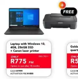 Astra Furnishers Laptop with Windows 10, 4GB, 256GB SSD + Canon laser printer offer