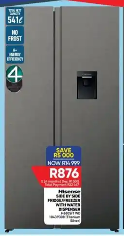 Furnmart Hisense side by side fridge/ freezer with water dispenser offer