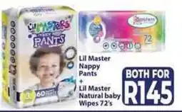 Supa Store Lil Master Nappy Pants + Lil Master Natural baby Wipes offer