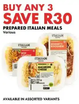 Woolworths Prepared Italian Meals offer