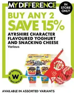 Woolworths Ayrshire Character Flavoured Yoghurt and Snacking Cheese offer