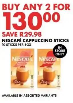 Woolworths Nescafe Cappuccino Sticks offer