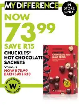 Woolworths Chuckles Hot Chocolate Sachets offer