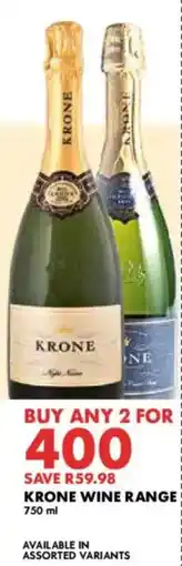 Woolworths Krone Wine Range Assorted offer