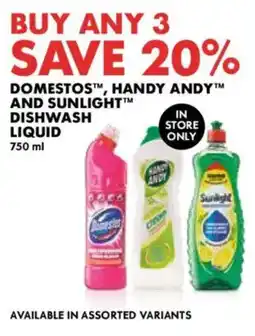 Woolworths Domestos, Handy Andy and Sunlight Dishwash Liquid offer