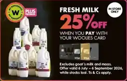 Woolworths Fresh Milk offer