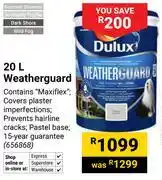 Builders Warehouse Dulux 20L Weatherguard 656868 offer
