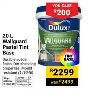 Builders Warehouse Dulux 20L Wallguard Pastel Tint Base 146046 offer