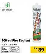 Builders Warehouse Den Braven Fire Sealant Black 773498-300ml offer