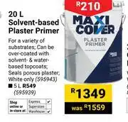 Builders Warehouse Maxi Cover Solvent-Based Plaster Primer (White) 595943-20Ltr offer