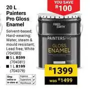 Builders Warehouse Fired Earth Painters Pro Gloss Enamel (White) 704383-20Ltr offer