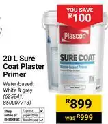 Builders Warehouse Plascon Sure Coat Plaster Primer (White & Grey) 625241, 850007713 offer