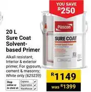 Builders Warehouse Plascon Sure Coat Solvent-Based Primer (White) 625239-20Ltr offer