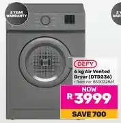 Game Defy 6Kg Air Vented Dryer DTD236 850022861 offer