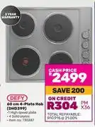 Game Defy 60cm 4 Plate Hob DHD399 730387 offer