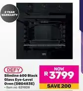 Game Defy Slimline 600 Black Glass Eye Level Oven DBO483E 829808 offer