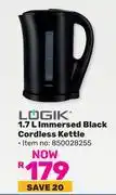 Game Logik 1.7Ltr Immersed Black Cordless Kettle 850028255 offer