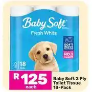 Baby Soft 2 Ply Toilet Tissue 18 Pack