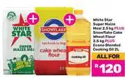 Game White Star Super Maize Meal 2.5Kg+Snowflake Cake Wheat Flour 2.5Kg+Econo Blended Cooking Oil 2L offer