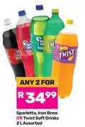Game Sparletta, Iron Brew Or Twist Soft Drinks Assorted-For 2 x 2L offer