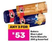 Game Bakers Blue Label Marie Biscuits-For 3 x 200g offer