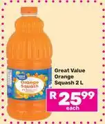 Game Great Value Orange Squash-2L offer
