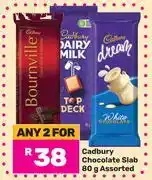 Game Cadbury Chocolate Slab Assorted-For 2 x 80g offer
